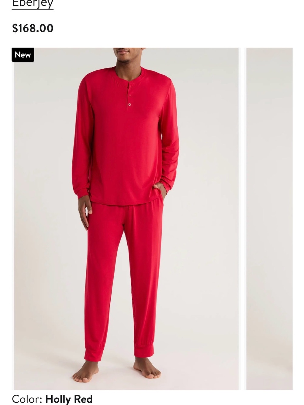 Eberjey Holly Red Men's (or women’s!) Long-Sleeve Henley Lounge Set